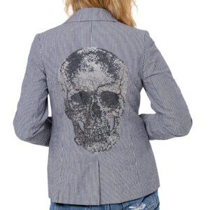 Skull Blazer Pinstripe - Denim